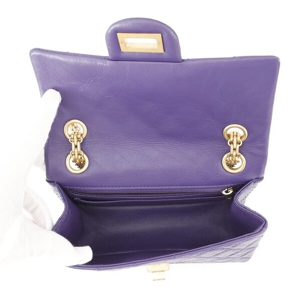 CHANEL 2.55 ChainShoulder Bag Size 20 Aged Calf Leather Purple - Picture 6 of 16